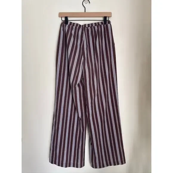 Peppermayo Fresh Face Linen Low Rise Baggy Pants in Brown and Purple Stripes, 4 - Picture 5 of 8